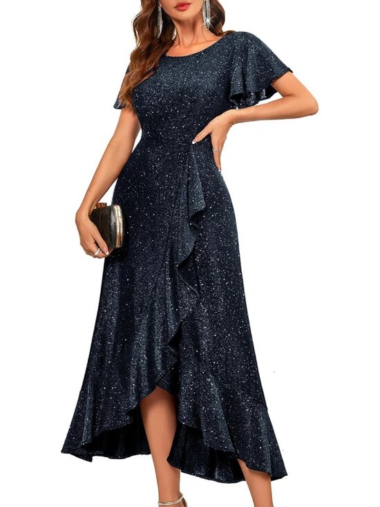 Dresses & Skirts - Women's Darkblue Sequin Bride Wedding Stunning Gowns Formal Events Dresses